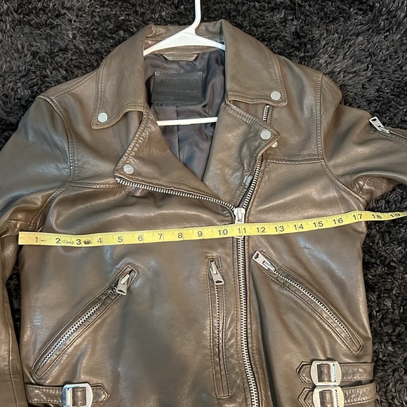 ALLSAINTS Prescott Biker Jacket Khaki Green - Picture 13 of 14
